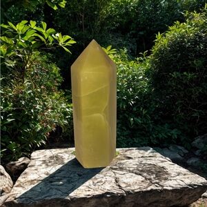 Lemon Jade Hexagonal Crystal Tower – 5” – Polished Point - 331grams